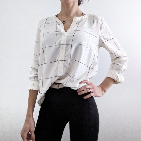 J. Jill Tops - J. Jill - Checkered Long Sleeve Beige Blouse